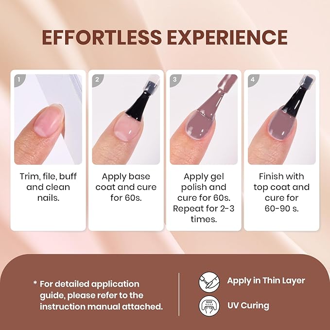 beetles Gel Polish Set, 12 Colors Brown Purple Blue Gel Polish Glitter Neutral Autumn Nails Design Soak off Uv Led Lamp Needed Soft Pulse Nail Art Design Gifts for Women