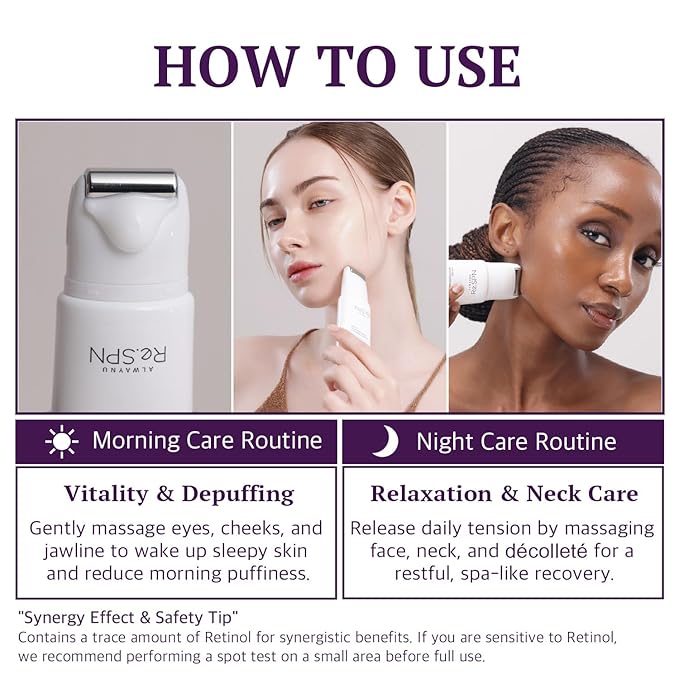 Re.SPN Bakuchiol Lifting Roller Cream – For Wrinkles, Lifting & Pore Tightening on Face & Neck with Gua Sha Applicator, Vegan, Natural Retinol, Niacinamide, K-Beauty (1.69 fl oz)