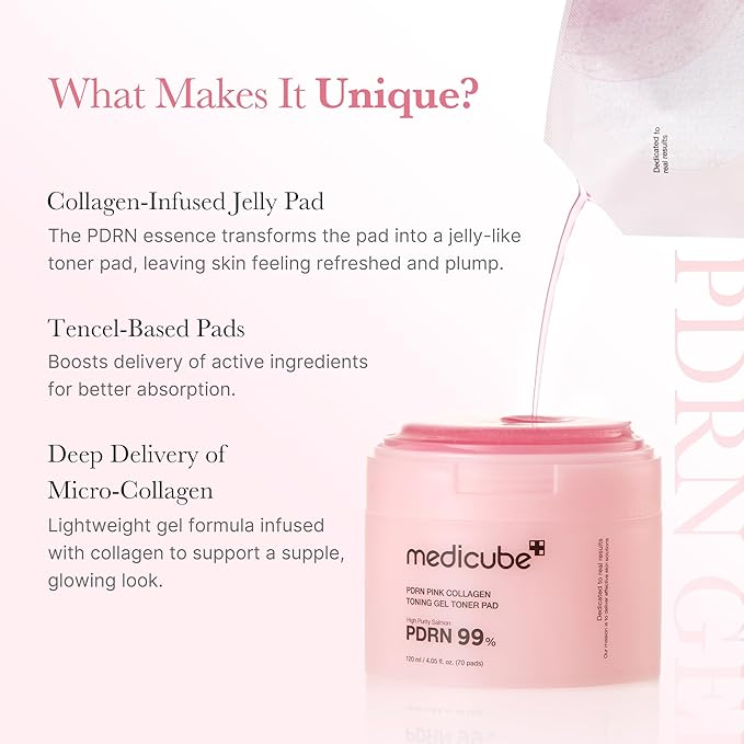 medicube Salmon PDRN Daily Skincare Duo: PDRN Marshmallow Whip Cleanser and Pink Collagen Jelly Pad