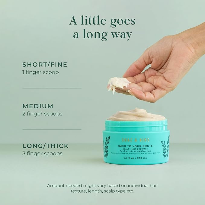 SHAZ & KIKS Essential Prewash Scalp+Hair Mask for Fine, Thin to Medium Hair | Deliver 35+ Essential Nutrients to Build Long-term Health | Stimulate Growth & Thicken Fine Strands | Color-Safe | 230ml