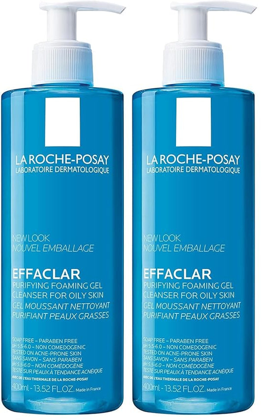 La Roche-Posay Effaclar Purifying Foaming Gel Cleanser for Oily Skin,With Zinc Pidolate To Remove Excess Oil & Shine,Alcohol Free & Oil Free,Sensitive Skin Tested,(Pack of 2)