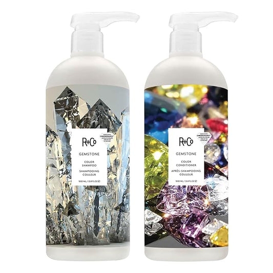 R+Co Gemstone Color Shampoo & Conditioner Set | Vibrant Color Protection, Repairs & Nourishes | Prevents Color Fading | Vegan + Cruelty-Free | Sulfate-Free | 33.8oz (Pack of 2)
