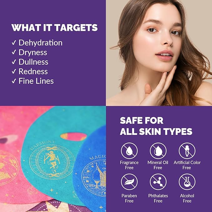 ZealSea Collagen Face Mask Skincare for Anti Aging, Hydrating Face Masks, Oat Peptide Face Mask for Wrinkles & Fine Lines, Beauty Sheet Mask, Self Care Gift for at Home Spa Party pack of 2