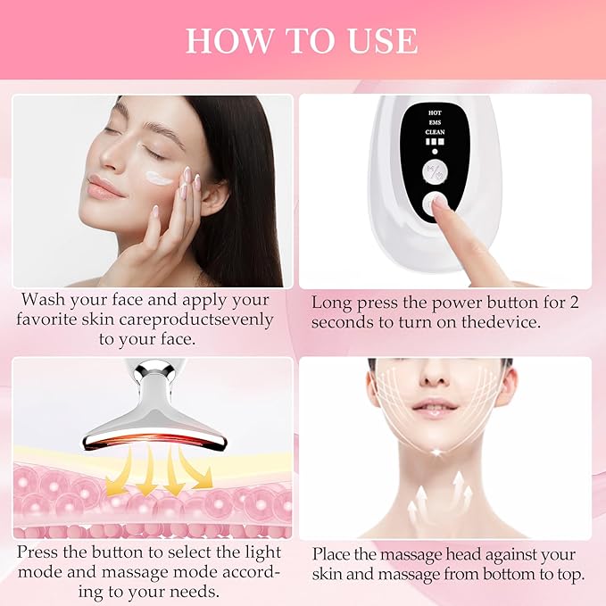 New Red-Light-Therapy-for-Face and Neck-Eye-Head Massager,7 Colors Skin Rejuvenation Lifting Facial Massager for Toning,Glow Boost,Wrinkle for Birthday, Christmas, Mothers Day, Valentines Day Gifts