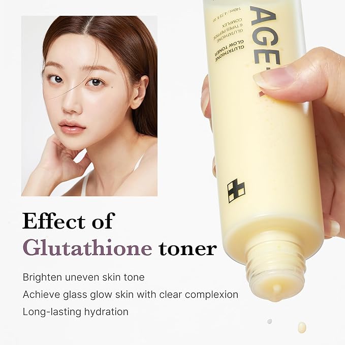 medicube All Over Glow Skin Duo: Deep Vitamin C Golden Capsule Face Moisturizer and Age-R Glutathione Glow Milky Toner