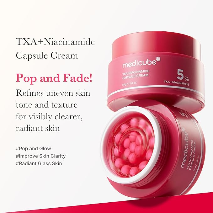 medicube Clear & Glow Capsule Duo: TXA + Deep Vitamin C Capsule Creams | Radiance Boosting and Firming Face Moisturizers that Help Clarify Dull Skin and Reveal a Smooth, Radiant Glow