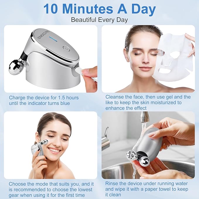 Facial Massager Electric Face Lift Device Sculpting Tool Double Chin Reducer Eliminator for Women Facial Rollers Luminesce Glow Gua Sha Tools For Face Neck Sculptor Roller for Wrinkles and Lifting