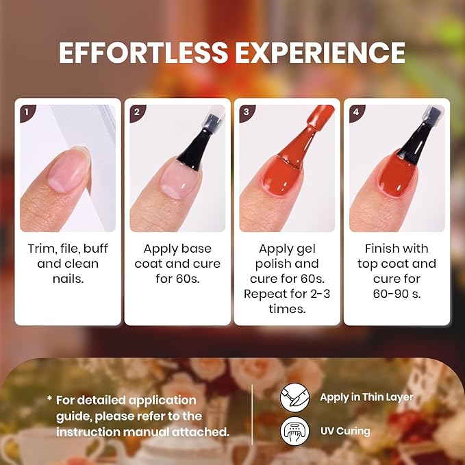 beetles Gel Polish Set - Toy Eden Gel Nail Polish Set 20 Colors Brown Orange Red Purple Glitter Shell Shread Green Nude Blue 24pcs with Base Top Coat UV LED Needed Gifts for Women