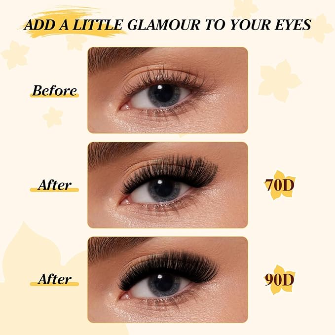 QUEWEL Lash Clusters Kit, 280Pcs 70D+90D Lash Cluster Eyelash Extensions Mix 10-18mm 3D Eyelash Clusters with Lash Bond and Seal and Lash Tweezers Easily Create 3D Lashes Clusters at Home(70D+90D Kit)