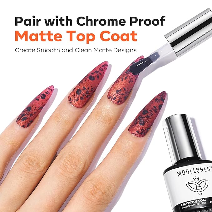 modelones 16 PCS Gel Nail Stamping Plate Set, French Tip Tool Gold Silver Pearl Chrome Powder Proof Matte Top Coat White Black Painting Gel Polish Double Head Nail Art Brush DIY Manicure Gift Kit