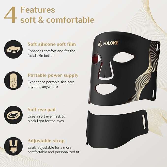 Red Light Therapy for Face, LED Light Therapy Mask & Neck Skin Care Mask, Infrared Red Light Therapy Mask Wavelength for Home Use Working Travel Yoga Sleep