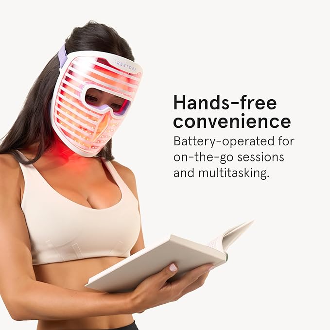 iRestore LED Face Mask for Youthful Skin, Red Light Therapy for Face, Red, Blue & Infrared Therapy for Wrinkles, Fine Lines, Dark Spots with 360 LEDs, Skincare Device for Women & Men