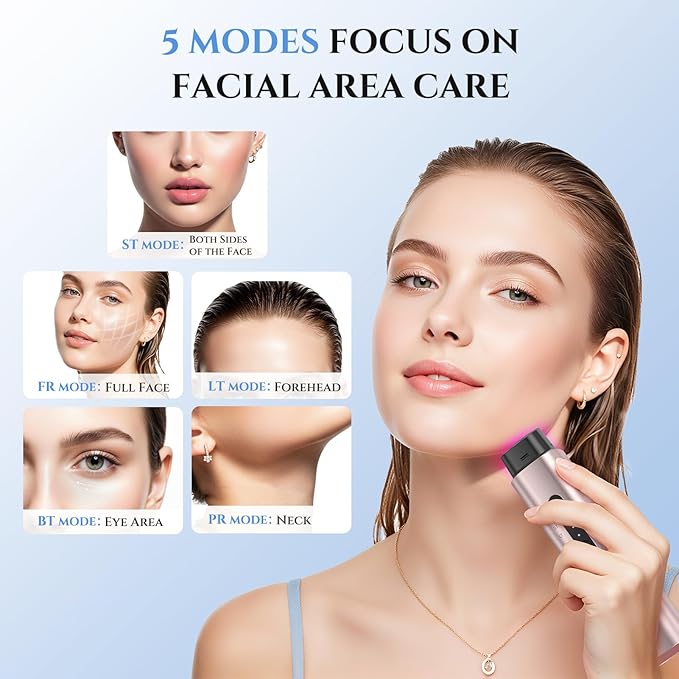 5-in-1 Mutifunctional Face Massager Tool - Skin Tightening & Lifting Device - 5 Color Face Light Therapy Device - Professional Skin Care Beauty Devices for Face, Neck, and Eyes