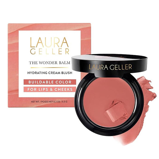 LAURA GELLER NEW YORK The Wonder Balm Cream Blush - Hydrating Weightless Subtle Hint of Color + Glow for Mature Skin - Vegan Squalane - Apply to Cheeks & Lips (02 Pinch-Me Pink)