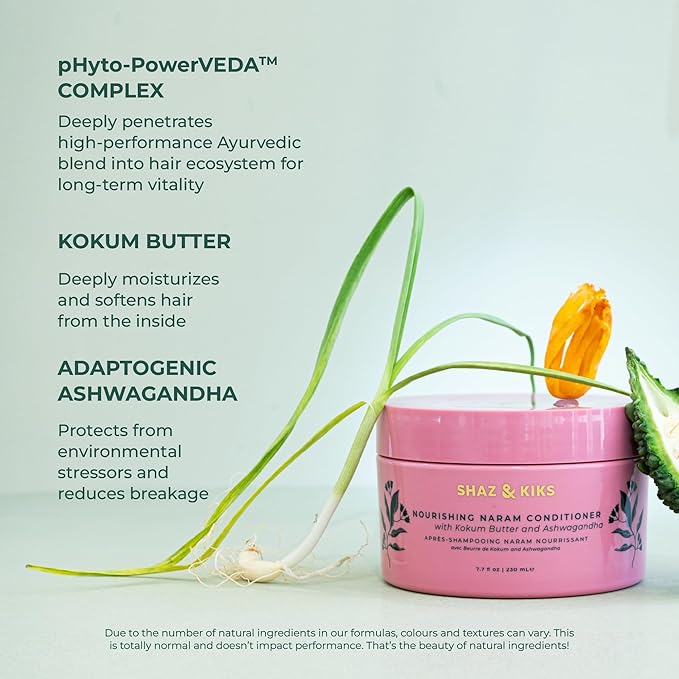 SHAZ & KIKS Nourishing Naram Conditioner | Weightless Whipped Conditioner to Repair Damage and Reduce Frizz | Visibly Softens and Protects Hair | Ashwagandha & Kokum Butter | Vegan, Color-Safe | 90ml
