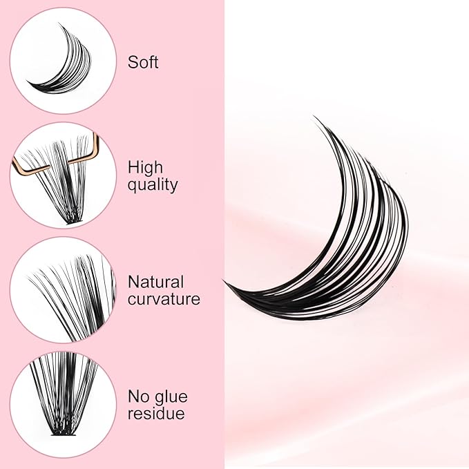 Individual Lashes 300pcs 20D+40D+50D Mixed Lash Clusters C Curl Cluster Lashes Natural Look Lash Clusters Extensions Cluster Lashes DIY Eyelash Extension Supplies (20D/40D/50D-0.07C, 10-18mm)