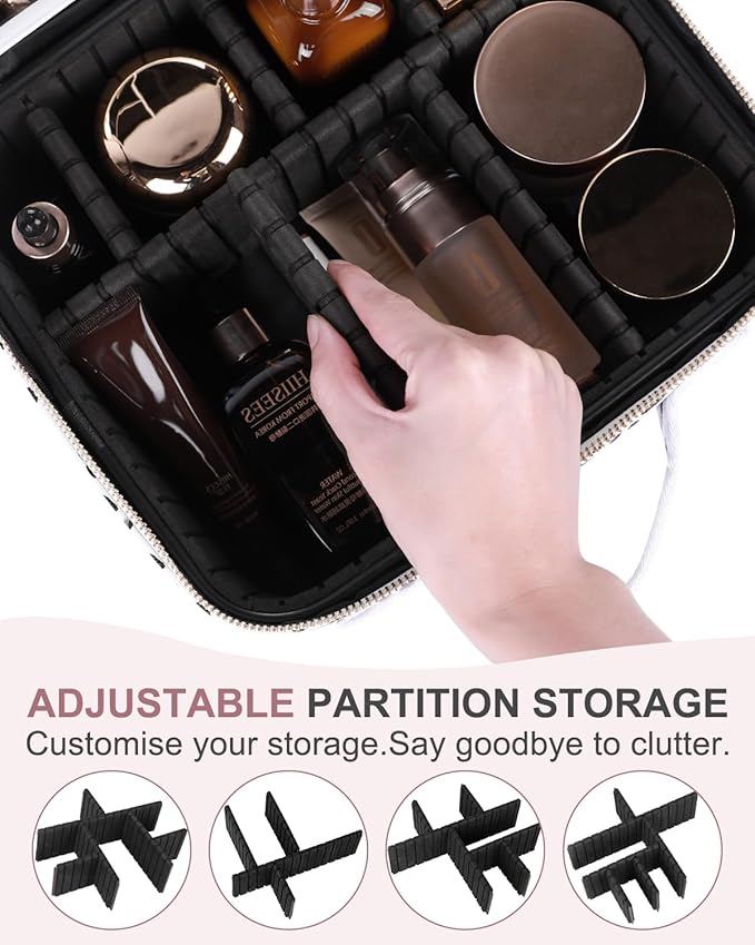 Makeup Bag with LED Lighted Mirror| Portable Makeup Organizer Train Case with 2X/3X Magnification & 3 Color Lights for Precision, Adjustable Brightness| Elegant Gift Packaging, Gift for Women, Leopard