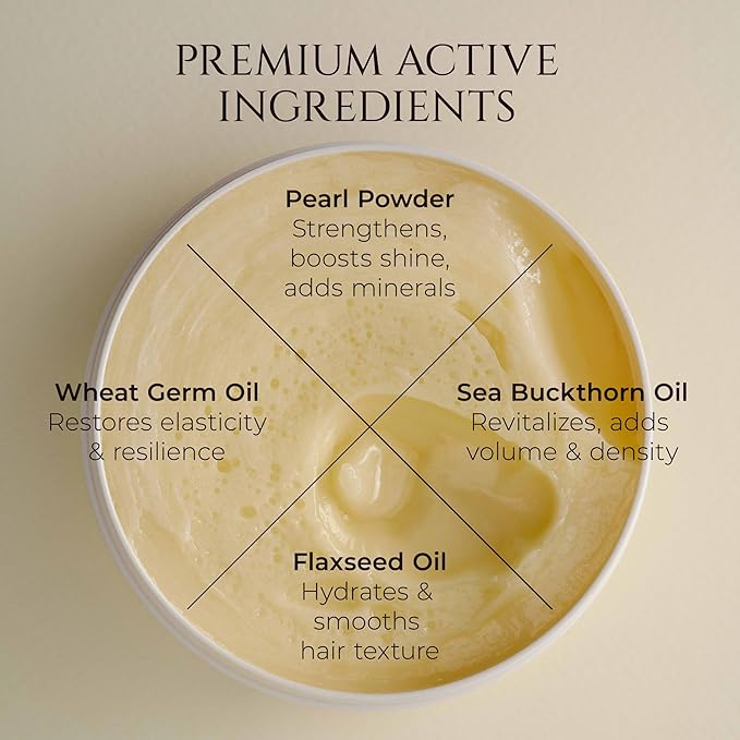 HADAT Golden Hour Express HAIR MASK – Premium Professional Hair Treatment with Pearl Powder – Hydration for Dry Damaged Hair – Nourishing Oils – Split Ends – Salon Quality – Made in Israel, 9.47 Fl Oz