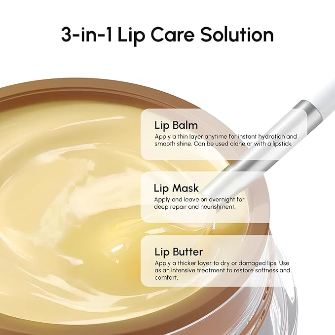 MAREE Lip Mask Overnight - Vanilla Lip Moisturizer For Very Dry Lips - Hydrating Lip Butter with Collagen, Shea Butter & Jojoba Oil - Day & Night Lip Treatment Sleeping Mask - Hidratante de Labios