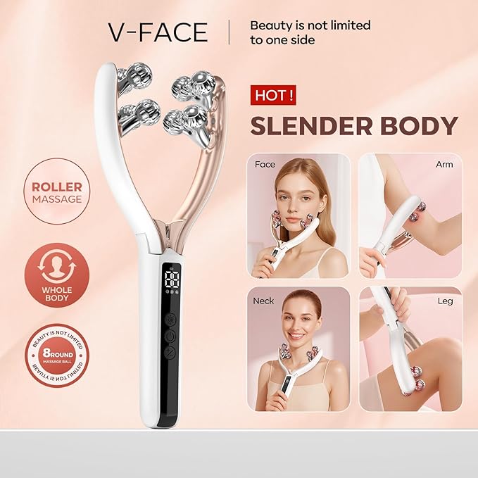 Doge&Vollar Facial Massager Face and Neck | Shaper & Slimmer for Women | Korean Skin Care | Lymphatic Contour Face Brush Face Roller Lymphatic Drainage | Rechargeable for Home & Travel Use