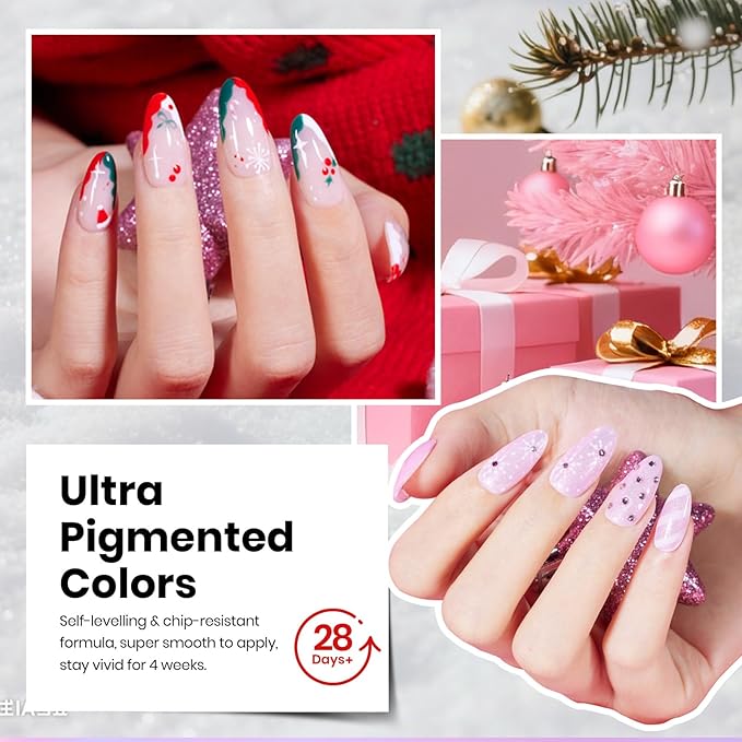 Beetles Gel Nail Polish Set – Spectrum Red Green Glitter Gel Polish, 36 Colors Soak Off UV LED Long Lasting Nail Gel Kit for Manicure Gifts for Women