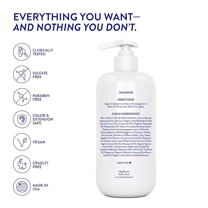 Routine Wellness Anti-Thinning Volumizing Shampoo for Thinning Hair & Hair Loss - Grow Your Confidence with Biotin & DHT Blockers - 14 oz Shampoo - Lilac & Winter Rose