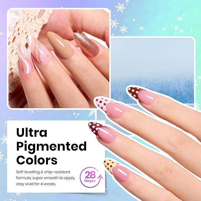 Beetles Spring Gel Nail Polish Set - 36 Colors Nature's Tales Nail Colors Kit with Glossy & Glitter Top Coat, Soak Off UV LED Nail Gel Kit, Long Lasting Nail Art for DIY Home Salon Manicure