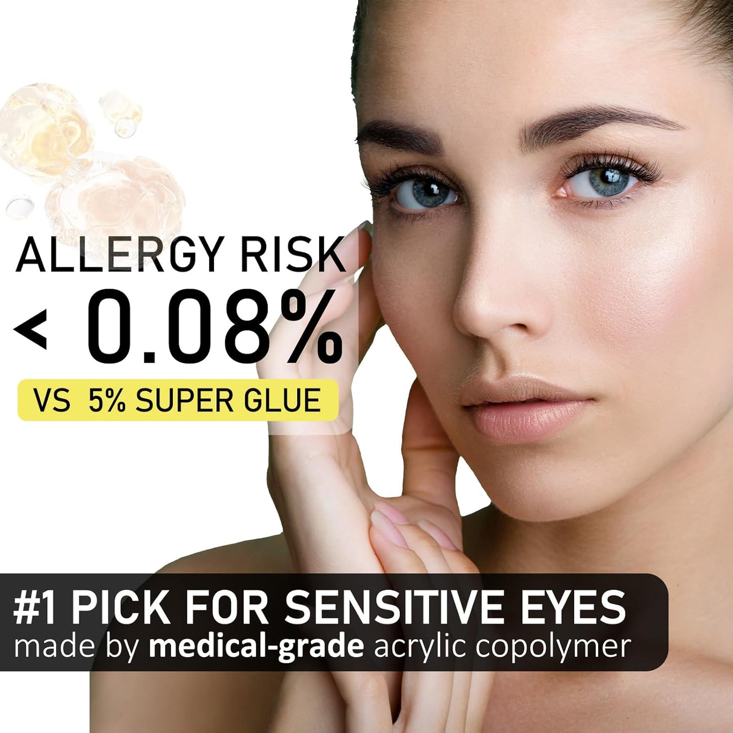 Lash Glue Kit (2 Clear Glue 1 Remover) 150Hours Waterproof Bond & Seal Adhesive for Cluster Strip & Individual Lashes, Hypoallergenic Gentle Formula for Sensitive Eyes, Easy to Remove