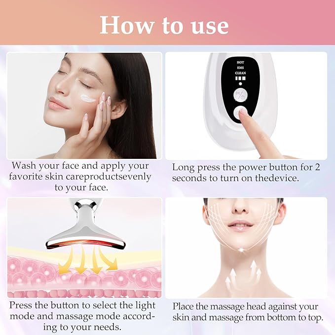 New Red-Light-Therapy-for-Face and Neck Massager,7 Colors Womens Skin Rejuvenation Lifting Facial Massager Tool for Toning,Glow Boost