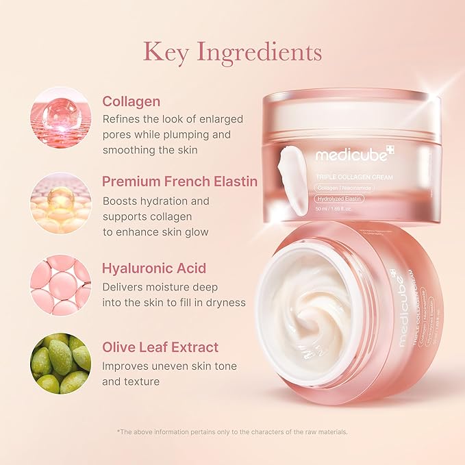 medicube Triple Collagen Nourish and Hydrate Duo: Triple Collagen Cream and Triple Collagen Serum | Niacinamide, Hyaluronic Acid for Glowing, Fimer-Looking Skin | Korean Skin Care, Valentines Day Gift