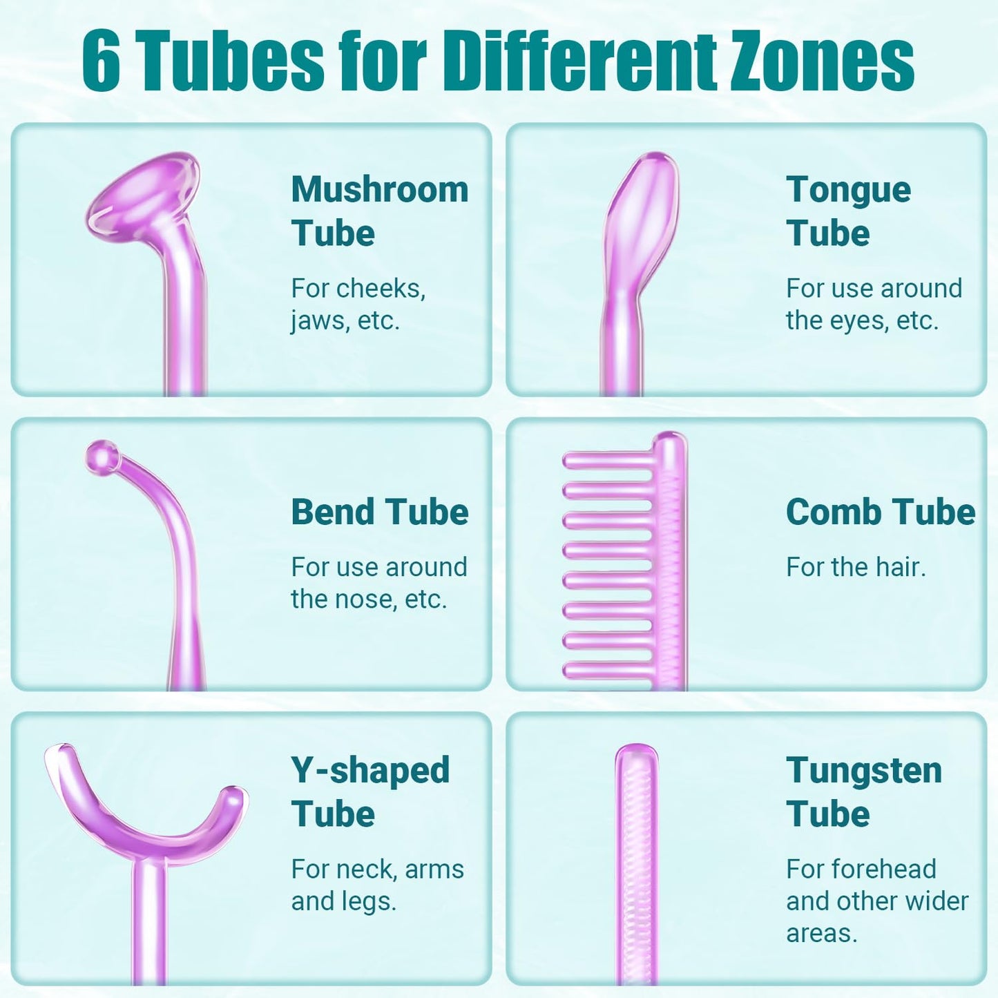 High Frequency Facial Wand - TUMAKOU Portable Violet High Frequency Facial Skin Machine - with 6 Glass Tubes