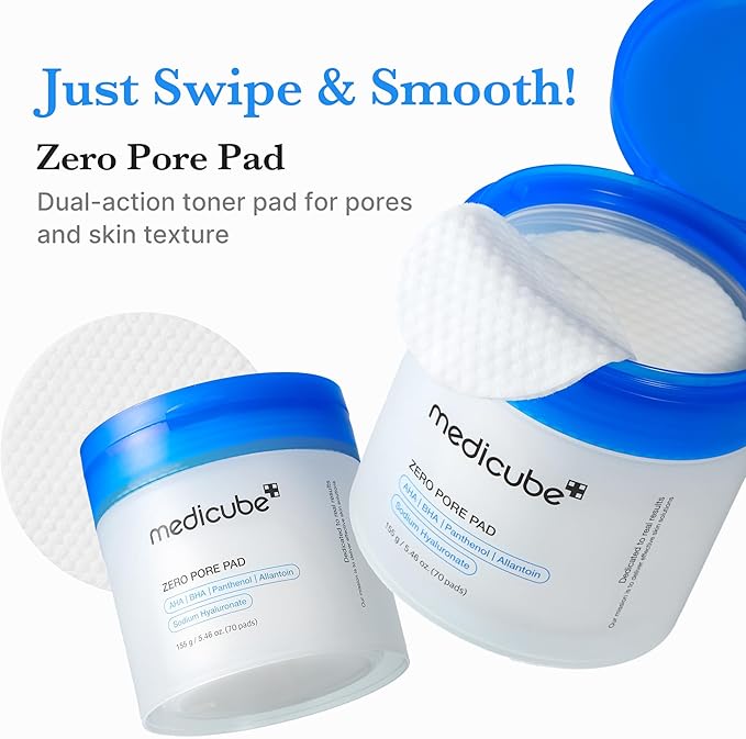 medicube Daily Toner Pads with Exosome 2000 for Pore Care: medicube Zero Pore Pads 2.0 and Zero Exosome Shot 2,000 PPM Spicule Facial Serum