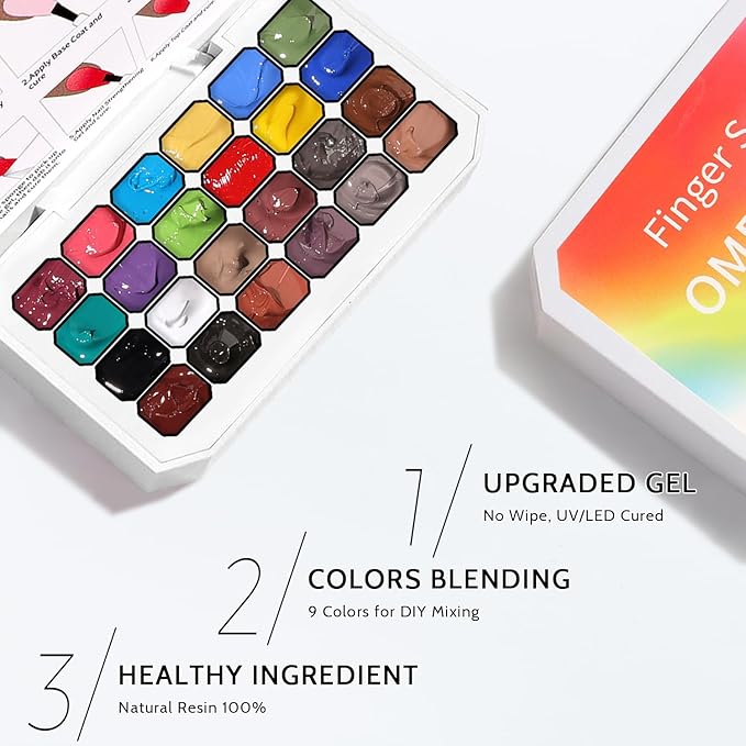 24 Colors Sponge Pat Paint Nail Gel for Drawing Striper Liner Floral Painting Ombre Blush Blooming Aura Gel Polish Nail Art DIY, UV/LED Curing, No Wipe (24 Colors C)