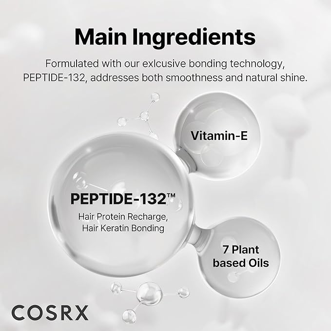 COSRX PEPTIDE 132 Hair Bonding Oil Serum, Travel Size Keratin Treatment for Frizzy, Damaged, Dry Hair – Repairs Split Ends, Adds Hair Gloss – For All Hair Types – 0.94 fl oz