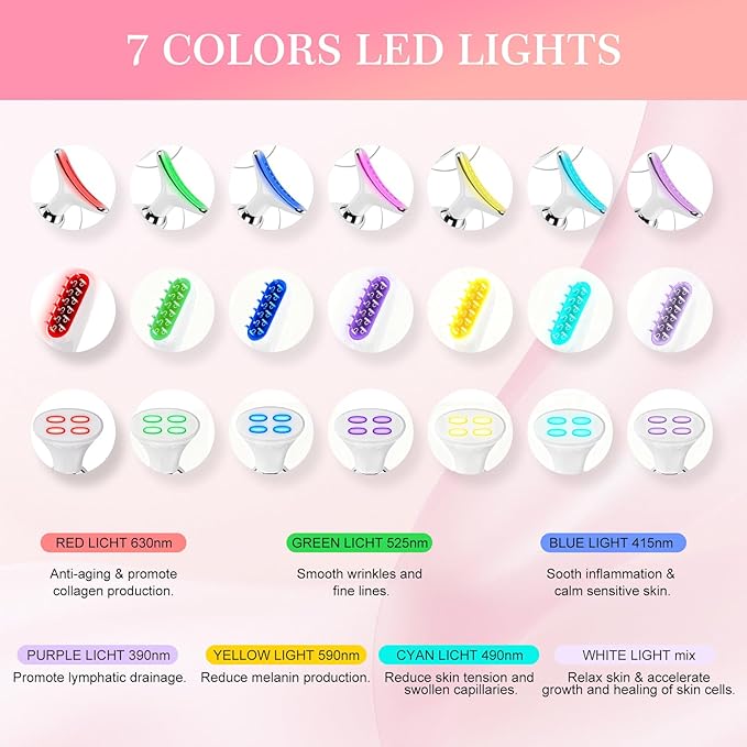 New Red-Light-Therapy-for-Face and Neck-Eye-Head Massager,7 Colors Skin Rejuvenation Lifting Facial Massager for Toning,Glow Boost,Wrinkle for Birthday, Christmas, Mothers Day, Valentines Day Gifts