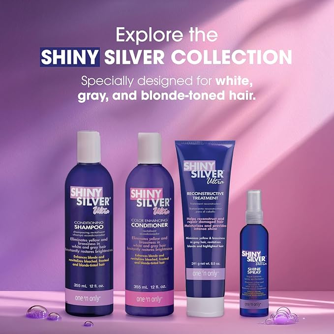 One 'n Only Shiny Silver Perm Kit - Self Heating Home Perms for Women with Argan Oil - Hair Treatment for Soft, Manageable Curls with Gray Hair (1 Box)