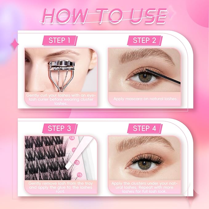 Lash Extension Kit, FADLASH DIY Individual Lashes Clusters Kit with 3D Lash Clusters Lash Bond and Seal and Lash Tweezers for DIY Eyelash Extension Easy to Apply at Home (R13-07-D-10-18MIX)