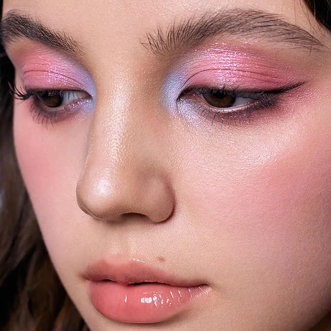 Flower Knows Shell's Jewel 6-Color Makeup Palette,Pink Blue Face Makeup Palette with 4 Matte + 2 Shimmer Shades,Blendable Smooth Cute Make Up,0.23 Oz(02 Mermaid's Tears)