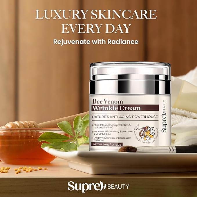 SupreH Bee Venom Cream Wrinkle Filler: Instant Face Lift Cream and Eye Tightener Cream with Hyaluronic acid Niacinamide for women and men 50