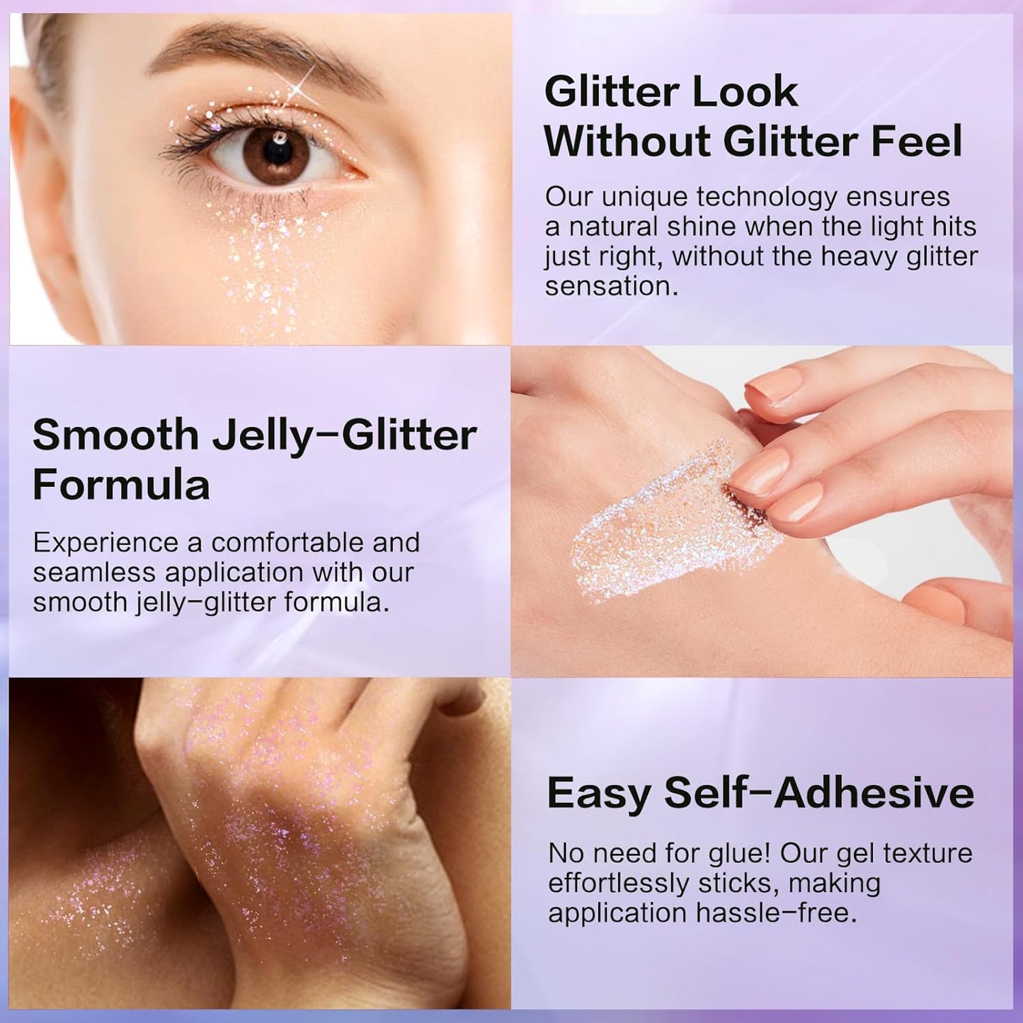 LANGMANNI Holographic Body Glitter Gel for Body, Face, Hair and Lip.Color Changing Glitter Gel Under Light. Vegan & Cruelty Free-1.35 oz (5# Silver Fantasy)