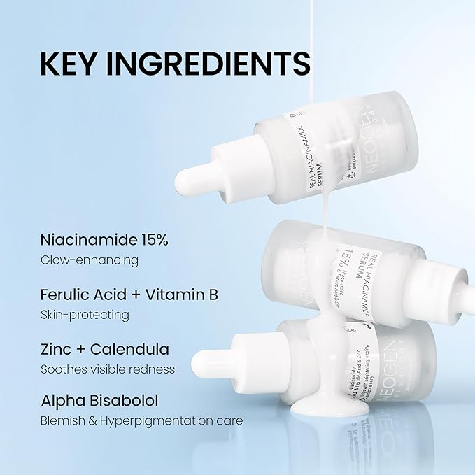 DERMALOGY by NEOGEN Real 15% Niacinamide Serum, Pore Minimizing & Dark Spot Correcting Face Serum with Zinc, Hydrating Vegan Korean Skincare, 1.01 fl oz (30 ml)