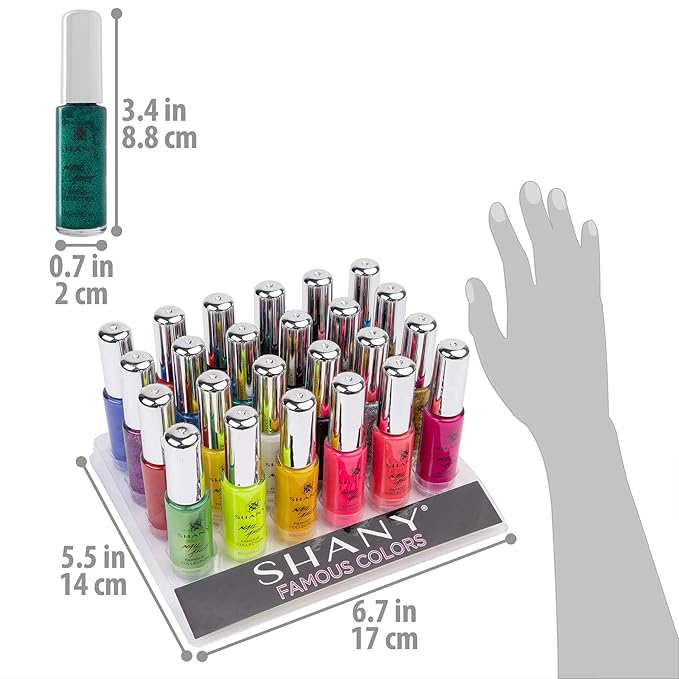 SHANY Nail Art Set Nail Polish - Glitter, Metallic, Pearls, Neon and Matte Nail Polish Nail Art Drawing Decoration Set With Built-in Thin Nail Art Brush - 24 Famous Colors Nail Polish Bulk