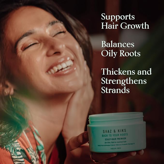 SHAZ & KIKS Essential Prewash Scalp+Hair Mask for Fine, Thin to Medium Hair | Deliver 35+ Essential Nutrients to Build Long-term Health | Stimulate Growth & Thicken Fine Strands | Color-Safe | 90ml