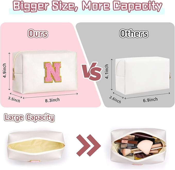 TOPEAST Travel Cosmetic Bags - Travel Makeup & Toiletry Bag, White Small Makeup Bag, Cosmetic Bag for Travel Essentials (Pearly White)