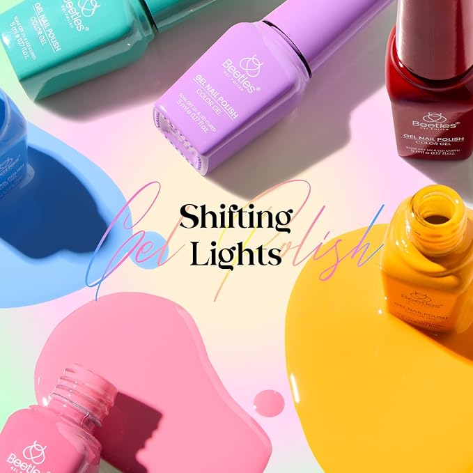 beetles Gel Polish Shifting Lights - Gel Nail Polish Set Brown Burgundy Red Black White Green Purple Glitter 36 Colors with Base Coat Glossy Matte Glitter Top Coat UV LED Soak Off Gift for Women