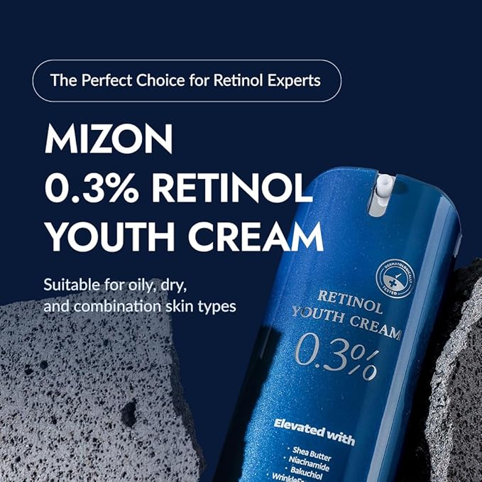 MIZON Retinol Youth 0.3% Retinol Cream with Shea Butter, Peptides, Niacinamide, Bakuchiol Korean Skincare for Fine Line Care (0.92 oz)