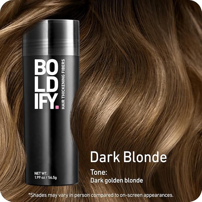 BOLDIFY Hair Fibers (56.5g) Fill In Fine and Thinning Hair for an Instantly Thicker & Fuller Look - Best Value & Superior Formula -14 Shades for Women & Men - Dark Blonde