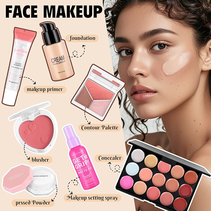 Makeup Kit for Women Full Kit Include Foundation Eyeshadow Palette Makeup Brushes Makeup Sets for Teens Girls, All In One Makeup Gift Set for Women and Beginner, Mothers Day Gifts, Graduation Gifts