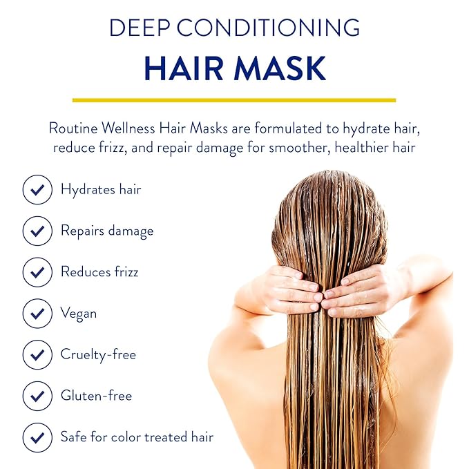 Routine Wellness Deep Conditioning Hair Mask - Bring Dry, Damaged Hair Back to Life – Hydrating Repair Treatment that Moisturizes, Strengthens & Adds Volume – Gardenia 8oz