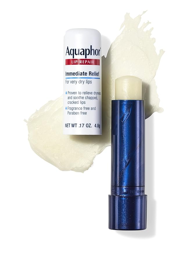 Aquaphor Lip Repair Stick with Jojoba Oil and Shea Butter, Moisturizing Lip Balms, Fragrance Free and Paraben Free, Holiday Gifts for Self Care, 0.17 Oz Stick, Pack of 4
